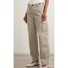 James Perse Cotton Blend Twill Straight Leg Cargo Pants Size 1 S Ecru NEW