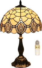 Tiffany Style End Side Table Lamps, Modern Bedside Nightstand Stained Glass with