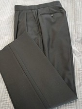 Men's Solid Black Tuxedo Pants Size 32x31 Satin Waist Set And Stripe