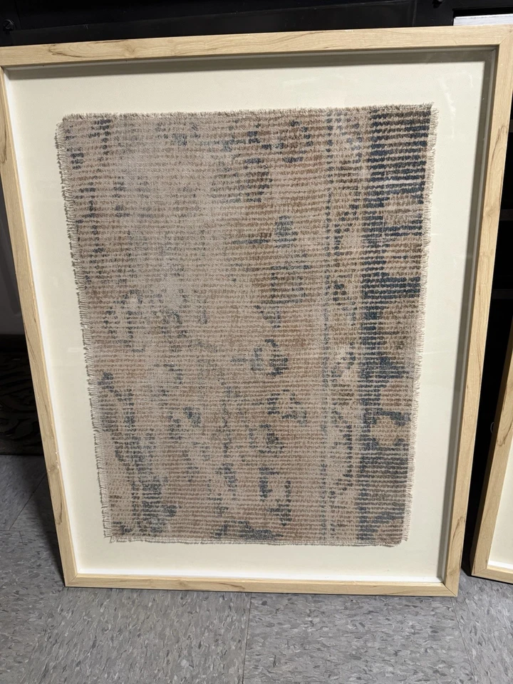 Umbral - Juego de 2 arte de pared con marco de tela texturizada 24"x30” arpillera abstracta boho Foto 3 de 4