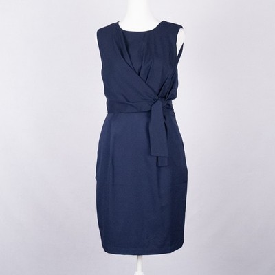 Lulus Womens SZ SMALL Faux Wrap Dress Dark Blue Classic Career Corporate Event  