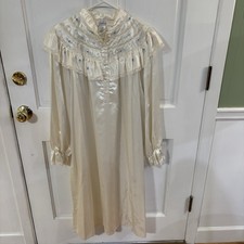 NWT vintage 80s Victorian-style ivory satin nightgown granny Large