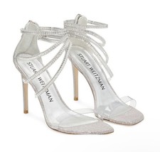 NIB Stuart Weitzman SUPERGLAM 100 Crystal Strappy Stiletto Heel Size 8 Rosewater
