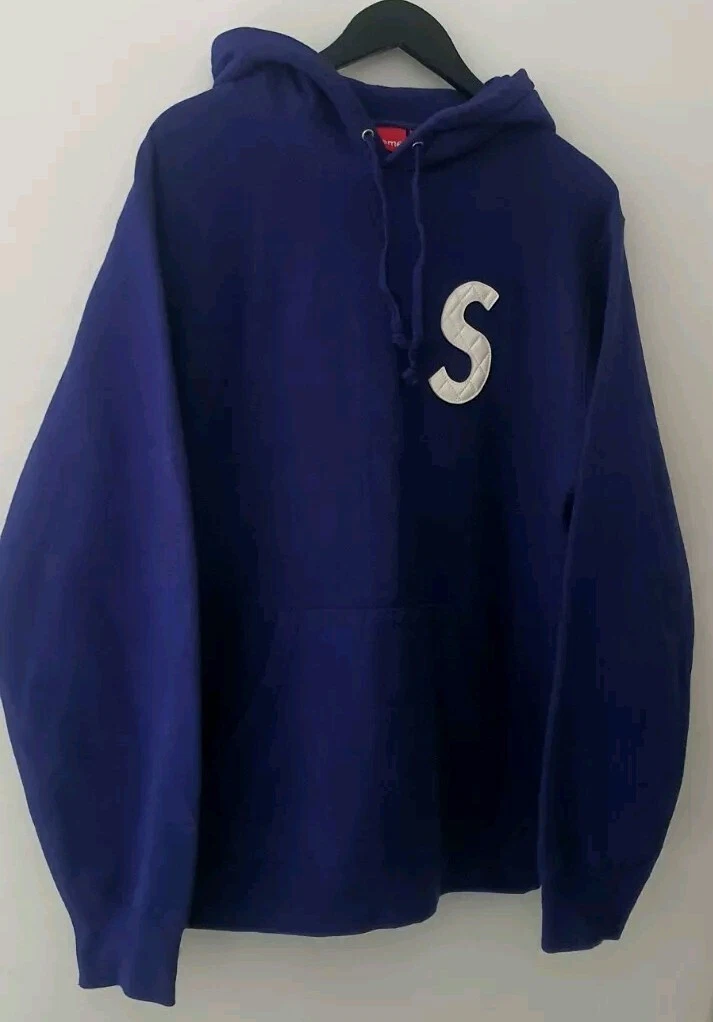 SS20 Supreme S Logo Kapuzenpulli Größe L Königsblau Kapuze Blau