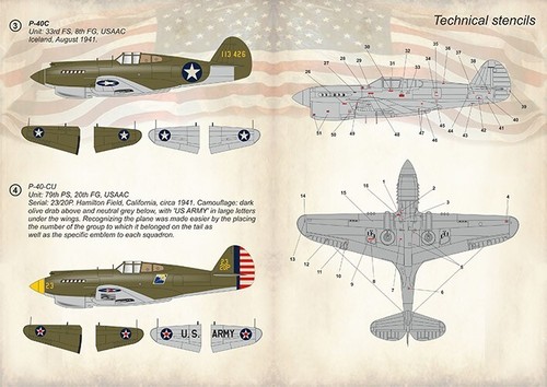 Print Scale 48-168 Waterslide Decal for airplane 1:48 Curtiss P-40 C, CU. Part 1 - Picture 12 of 24