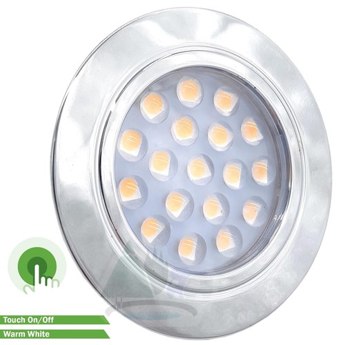 DIMATEC 12V LED FOCO TÁCTIL ENCENDIDO/APAGADO 68MM CARAVANA AUTOCARAVANA AUTOCARAVANA CROMO - Imagen 9 de 10