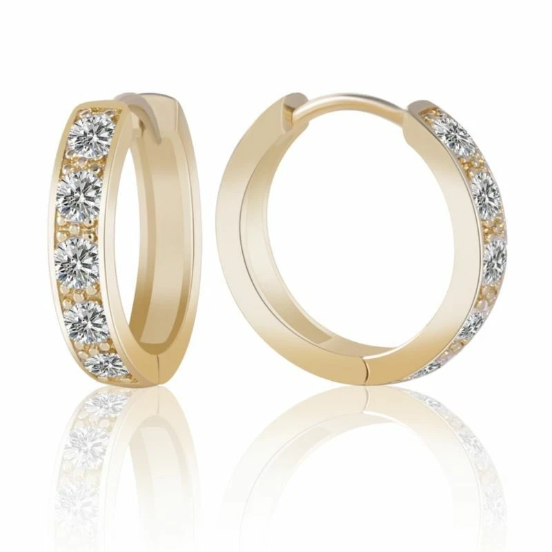 Women Jewelry 14k Gold Filled Womens Sapphire Crystal Fashion Hoop Earrings Gift - Image 2 of 4