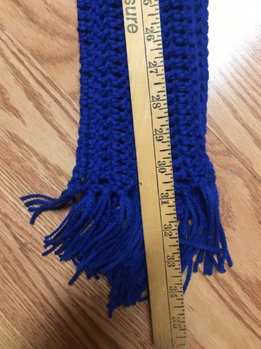UNISEX HOMBRE ganchillo TEJIDO bufanda hecha a mano azul FLECOS Calentador de cuello NUEVO - Imagen 7 de 7