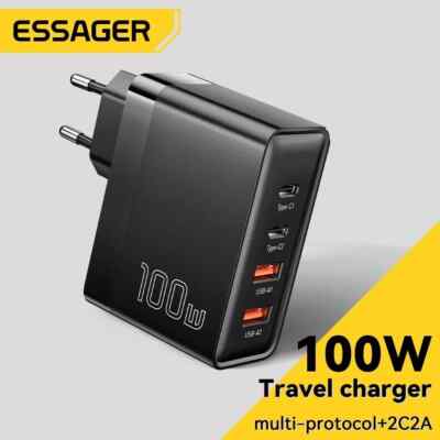 Essager 100W Wall Charger GaN USB Type C PD QC Quick Charge 4.0 3.0 - EU Black
