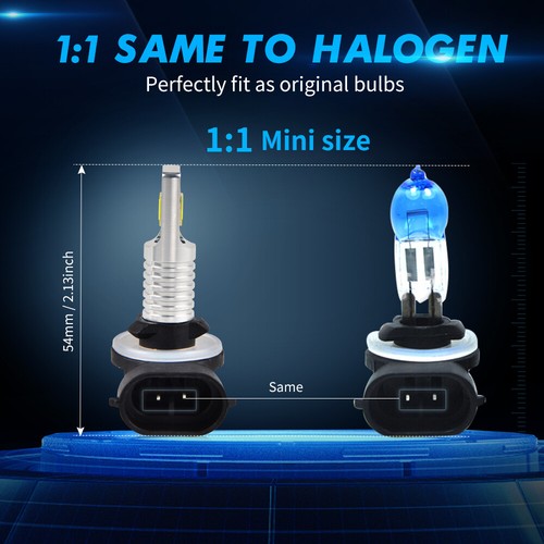 Bevinsee 881 H27W/2 LED Headlight Fog Light Globes 3000LM 100W DRL Bulbs White - Picture 2 of 8