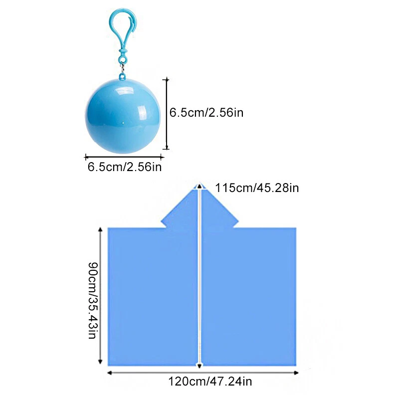 Portable Disposable Raincoat Ball Outdoor Waterproof Camping Rain Cover Keyring - Image 2 of 4