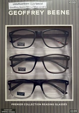 Geoffrey Beene 3 PACK PREMIER Mens Reading Glasses Black Dark Brown +2.00 F1