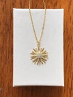925 Sterling Silver Cz Sunburst Pendant Necklace Starburst 15mm 18"