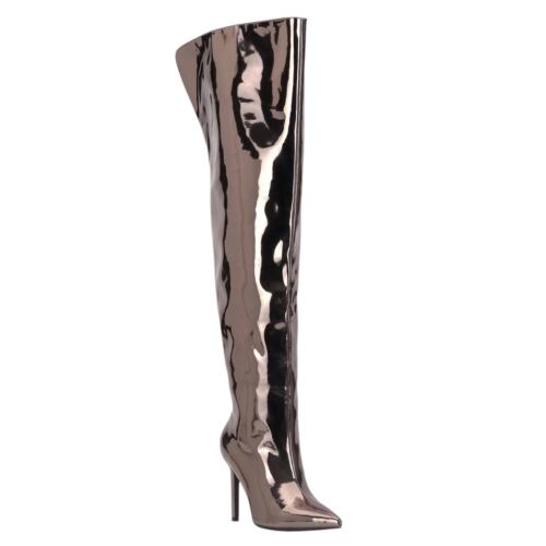 INC Women's Sedona Shiny Over The Knee Boots Pewter Size 12