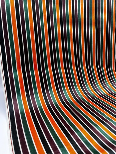 Multi Color Stripes Satin Silk Thick Weave, Upholstery Luxury Fabric By 2 Meters - Picture 7 of 14