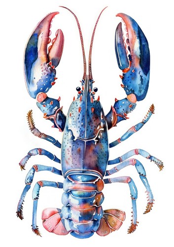 Lobster Watercolour Painting Illustration 7x5 Marine Home Decor Wall Art Print - Picture 2 of 2