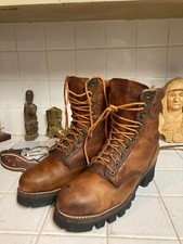 HERMAN SURVIVORS DISTRESSED STEEL TOE MADE IN USA BROWN LEATHER SIZE 7.5M BOOTS
