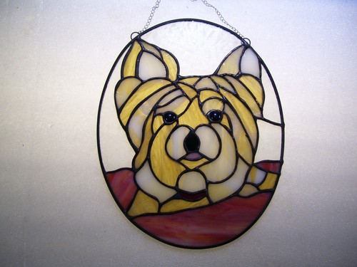 Stained Glass Yorkie Dog Sun catcher (Real Glass) - Picture 4 of 7