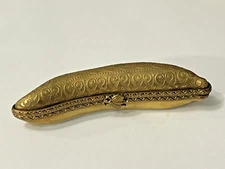 Limoges France Trinket Box - "Incrustation on fin" Gold Bean Pea Pod - Numbered