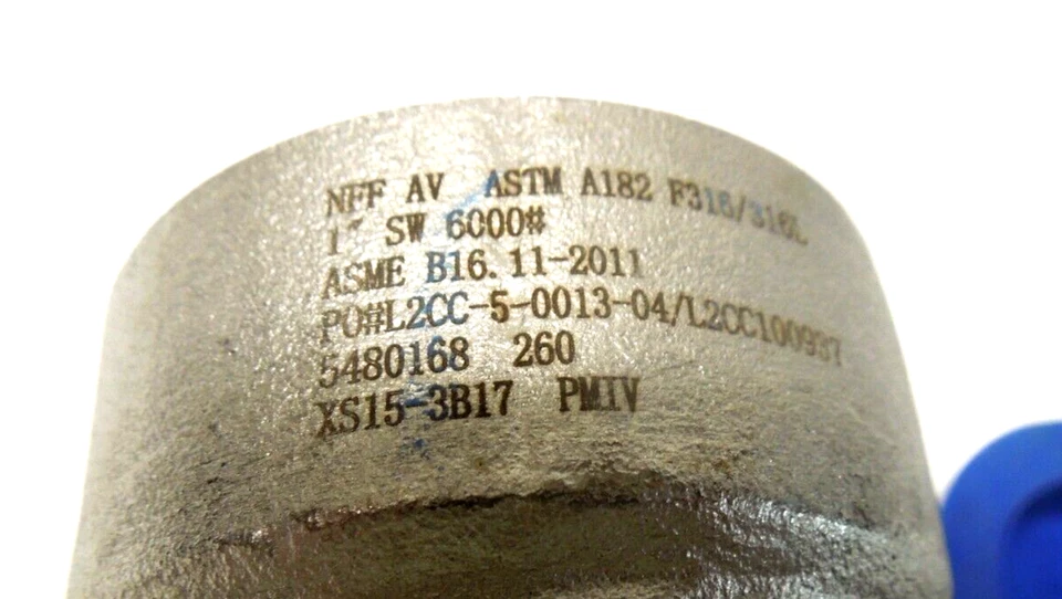 1" 6000 (6M) Socket Weld (SW) 90° Elbow Forged F316L Stainless Steel NEW SURPLUS - Image 4 of 4