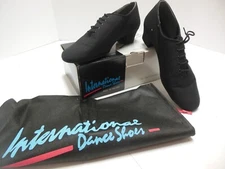  Ballroom shoes closed toe Black Lycra "Heather" oxford Practice teaching shoe
