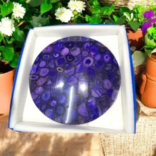 24" Purple Agate Sofa Center Table Crystal Hallway Interior Furniture Decors