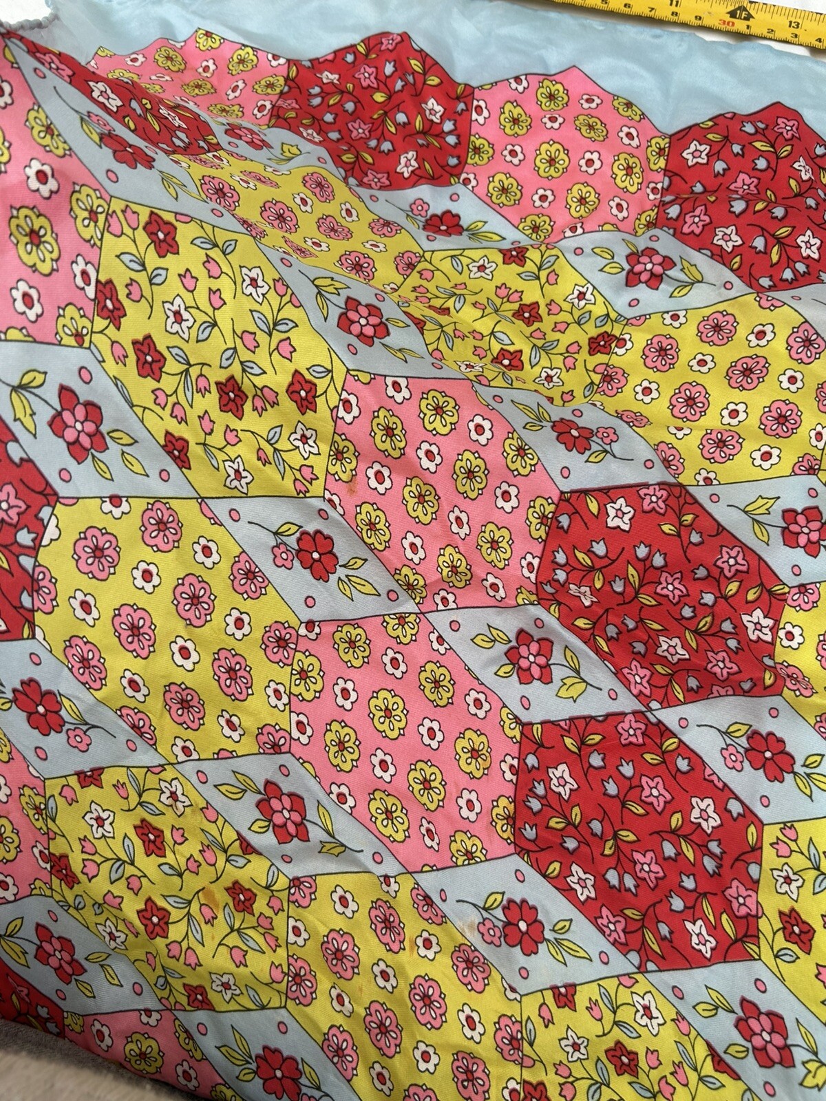 Vintage 60s 100% silk patchwork pattern Scarf 22”… - image 5