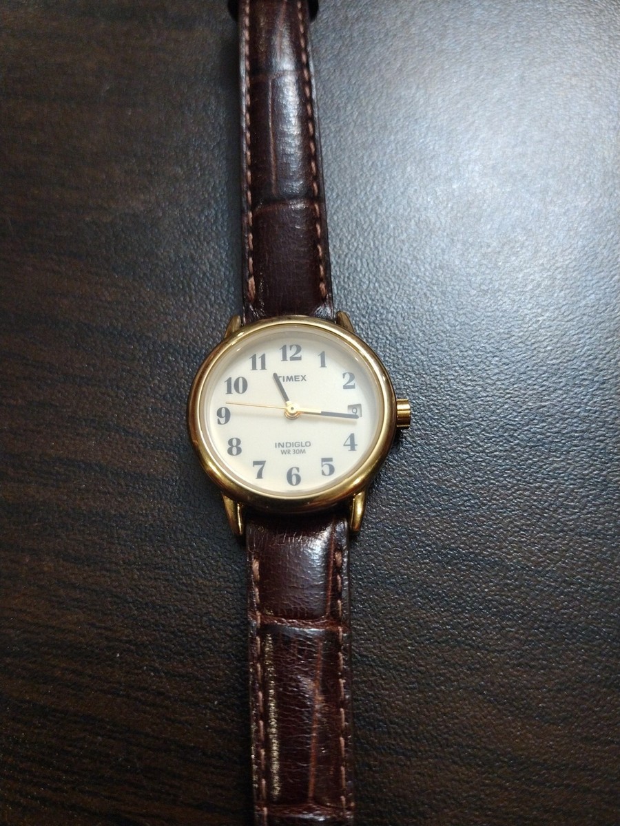 Timex Watch Women Indiglo Gold Tone White Dial Date WR30M  display picture 2