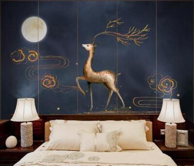 3D Cute Fawn Moon K8315 Wallpaper Mural Self-adhesive Removable Sticker Kay