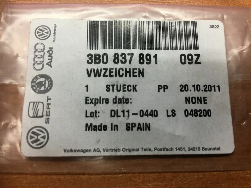 ~VW Emblem 3B0837891  09Z~Schlüsselblende VW~14mm~ - Bild 2 von 2