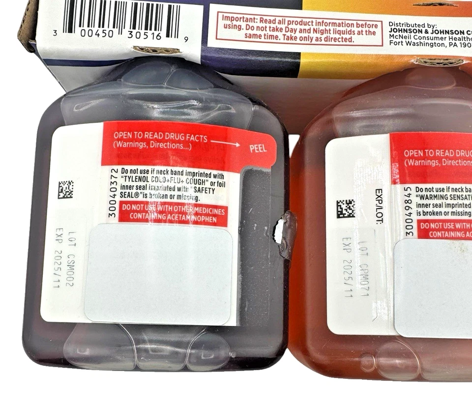 Medicamentos graves para la tos diurna y nocturna Tylenol para el resfriado + gripe, 2 unidades, 8 fl. Oz cada uno - 3/2026 Foto 2 de 4