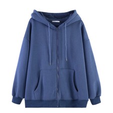 Women Hooded Sweatshirts Women Winter Solid Zip Up Loose Pocket Hooded Jacket