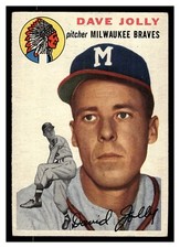1954 TOPPS DAVE JOLLY #188 ROOKIE CARD MILWAUKEE BRAVES MID GRADE. rookie card picture
