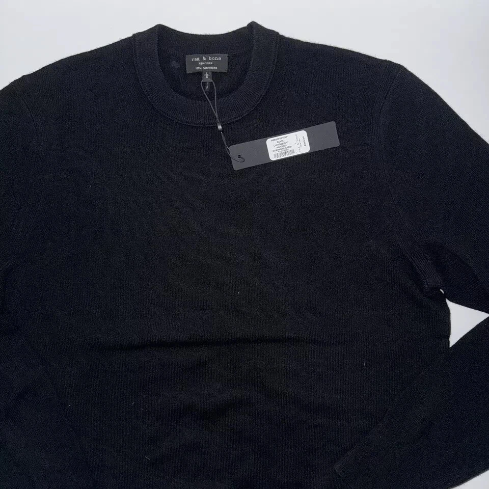 rag & bone Harding Sweater Black ITALIAN Cashmere Logo L;NWT - Image 4 of 4