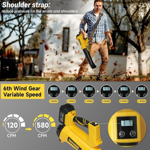 580CFM Cordless Leaf Blower Kit – 320MPH, 6-Speed, 2x 4.0Ah Batteries & Charger - Picture 7 of 7