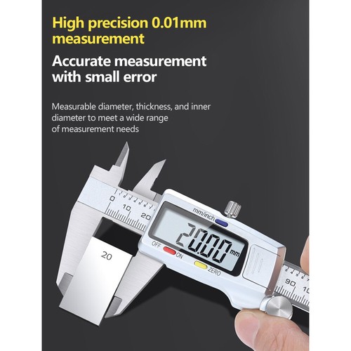 6" 150mm Stainless Steel Electronic Digital Vernier Caliper Micrometer Gauge LCD - Picture 5 of 16