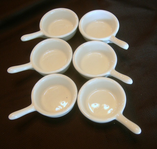 Six DENMARK Porcelain Individual Dipping/Sauce Bowls w/ Handles