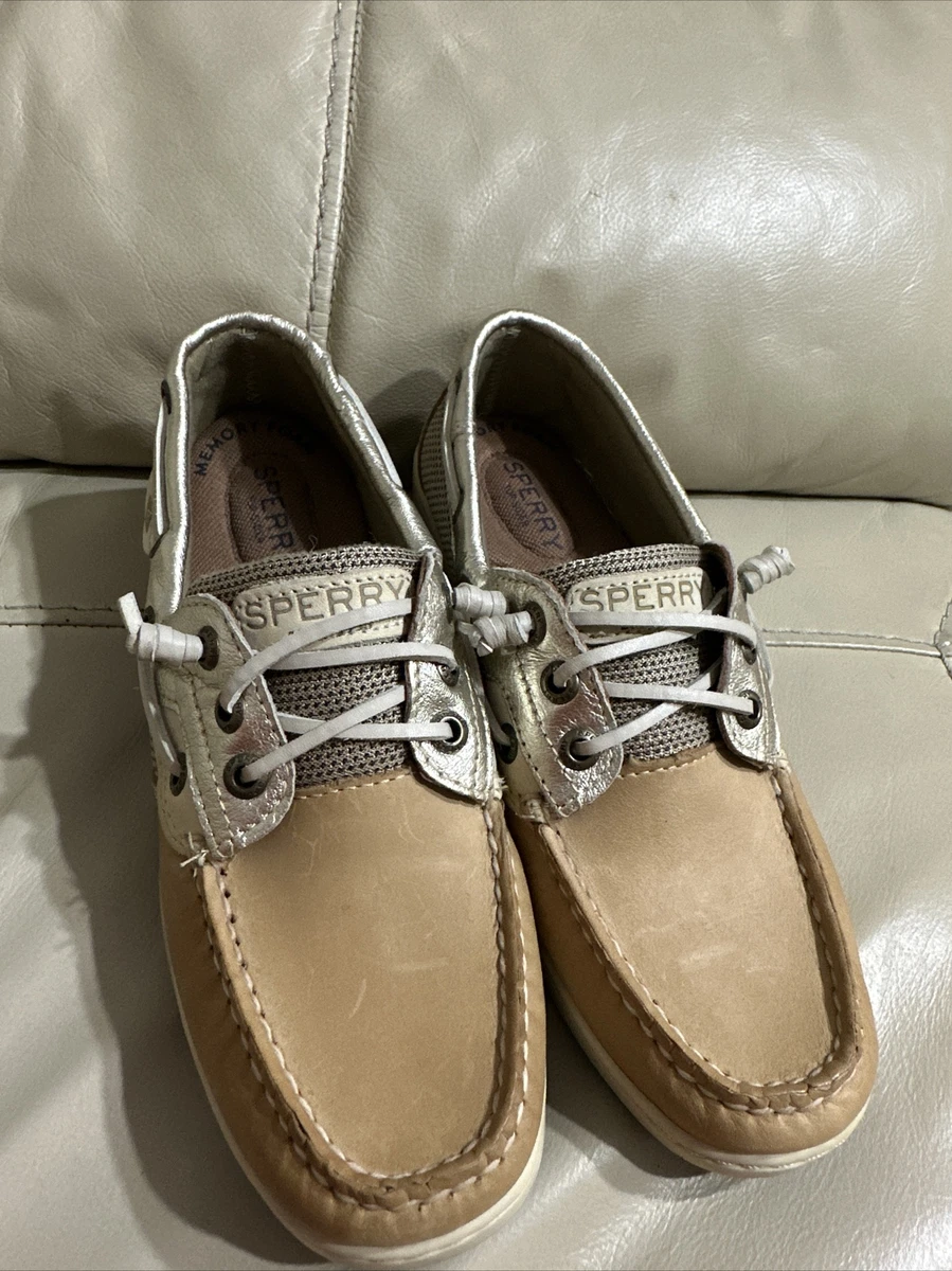 SPERRY TOP SIDER Women Angelfish Metallic Trimmed Boat Shoe Sz6.5