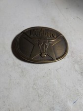 1987 Marlboro Solid Brass Metal Belt Buckle FOR DISPLAY ONLY,MISSING BELT HOOK.