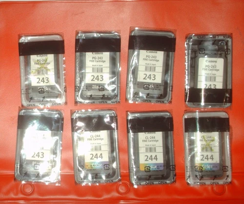 (8) Empty Canon Ink Cartridges 243 Black 244 Color