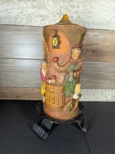 Gunter Baden Hand Painted Old Tavern 9" Candle Kerzen w/ stand Germany vintage