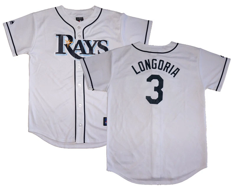 LONGORIA Tampa Bay Rays YOUTH Majestic MLB Baseball jersey HOME White