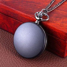 Roman Numerals Quartz Pocket Watch Large Matte Double Sided Flip Open Pendant