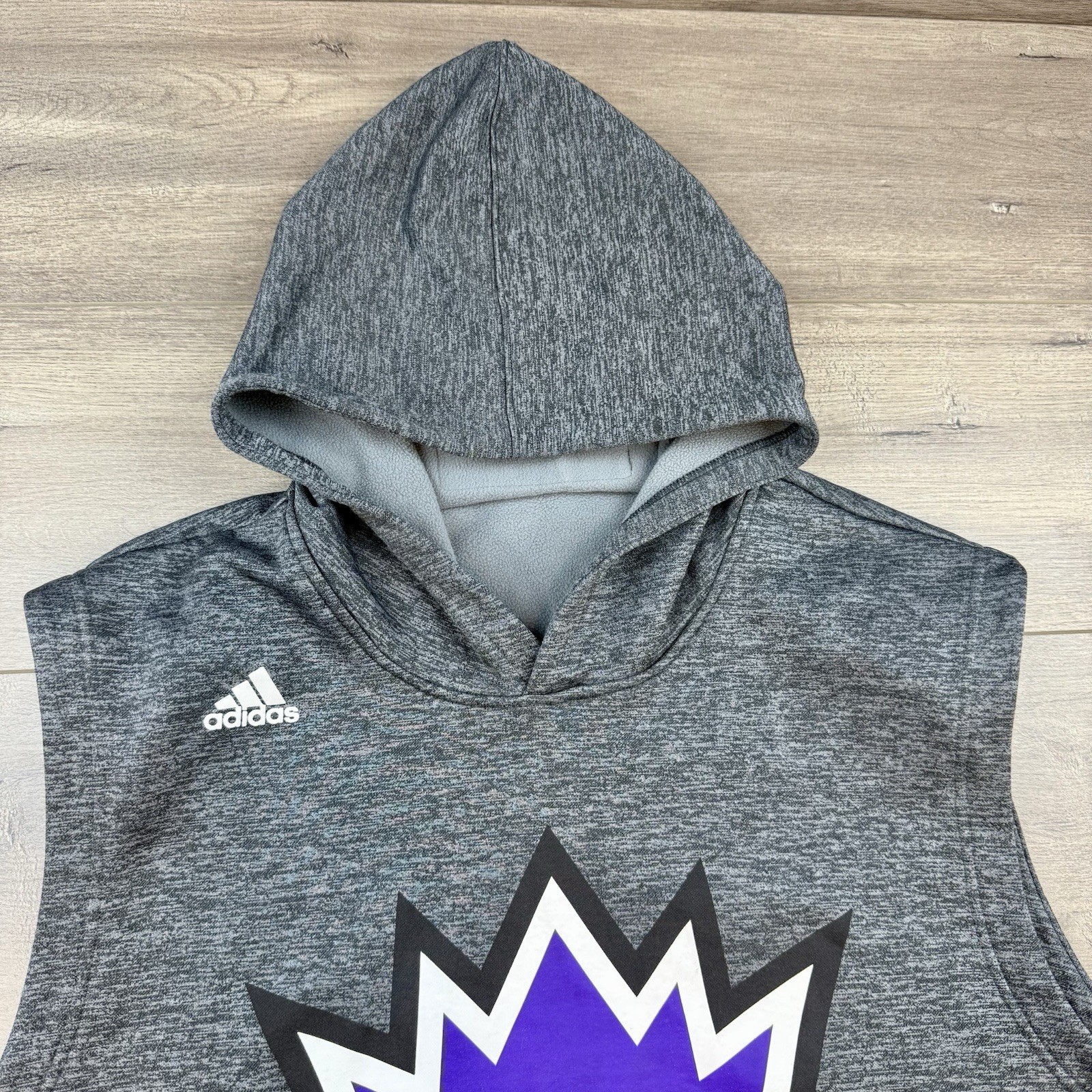 Adidas Sacramento Kings NBA Sleeveless Hoodie Fleece Climawarm Sweatshirt Men's thumbnail 3