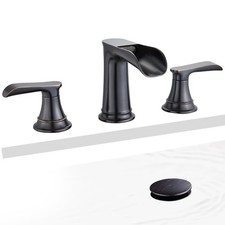 Widespread Bathroom Faucet 3 Hole, Oil-Rubbed Bronze Bathroom Faucet, Waterfa...