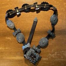 Concho Belt, Navajo, Sterling Silver, Vintage with Turquoise, Stock 2990