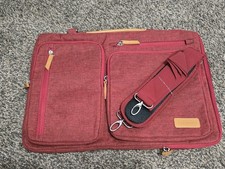 Lap Top Bag Red With Shoulder Strap Multi Pocket New