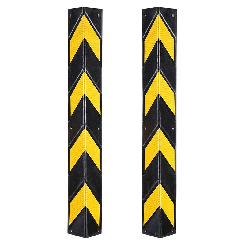 31" Rubber Corner Guard Wall Protectors L Shape Reflective Strips Garage 2pcs