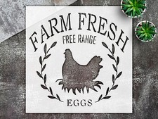 Stencil Farm Fresh Eggs Chicken Rooster - Mylar, DIY, Country - StencilAir
