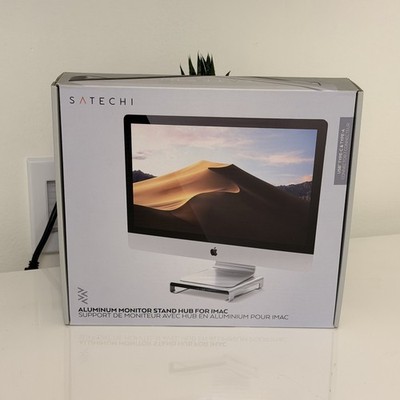 New Satechi Aluminum Monitor Stand Hub for iMac Silver ST-AMSHG